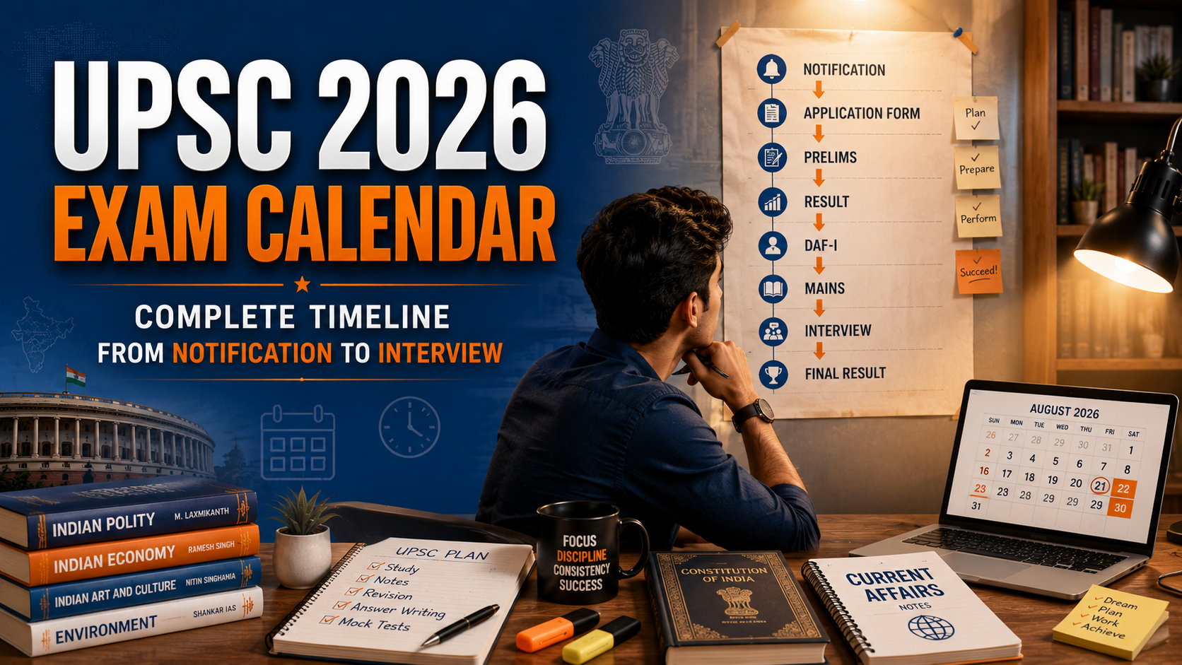 "UPSC 2026 exam calendar timeline from notification to interview by Six Sigma IAS."